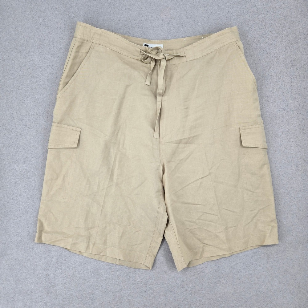 Bachrach 36 Cargo‎ Shorts Mens Tan Linen Blend Utility Coastal Summer